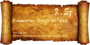 Kammerer Szofrónia névjegykártya